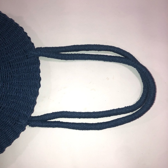 French Connection 15” blue natural fiber bag - WOW - Picture 7 of 11